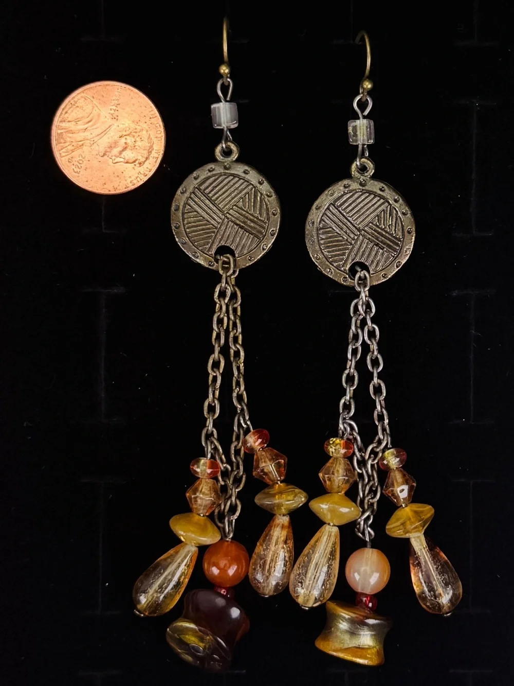 Vintage Bohemian chic long dangle pierced earrings